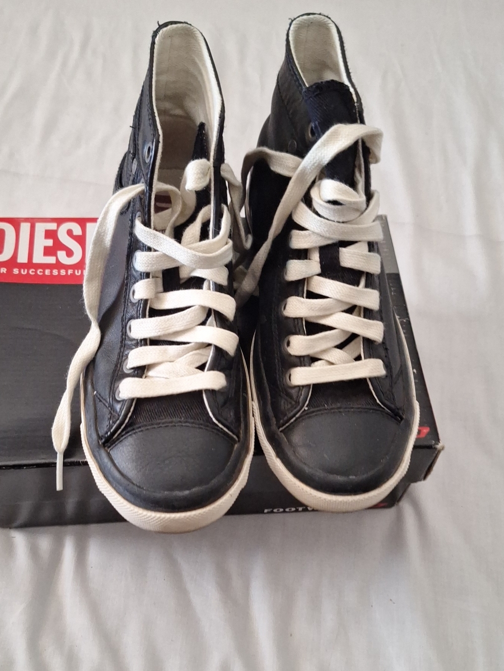 Diesel Black High-Top Sneakers with White Laces